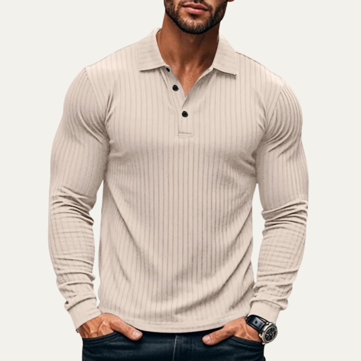 Men's Knitted Polo Shirt Ribbed Sorrento