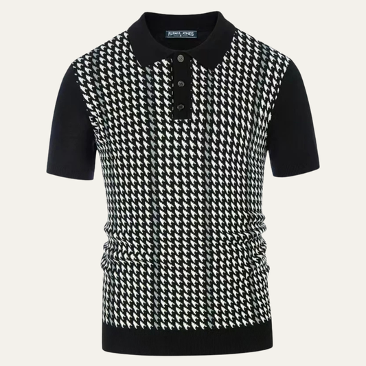Amarone Men's Knit Polo Contrast Pattern Shirt - Vonnera