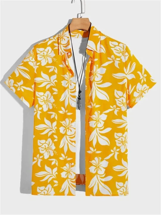 Men's Hawaiian Shirt 3D Floral Print Vibrant - Vonnera