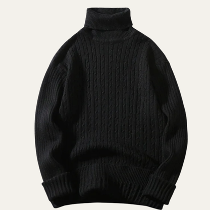 Men's Cable Knit Turtleneck Sweater Warm