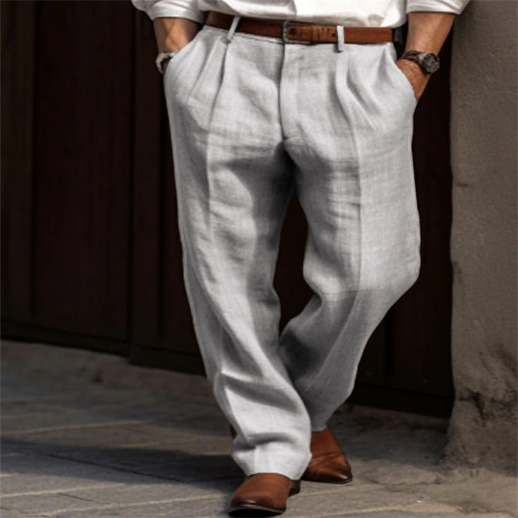 Men's Linen Pants Lightweight Beige