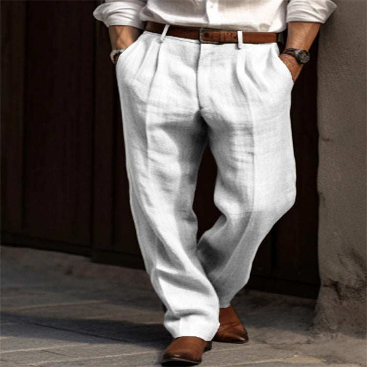 Men's Linen Pants Lightweight Beige