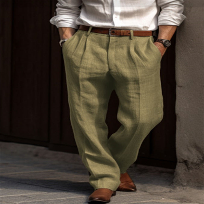Men's Linen Pants Lightweight Beige