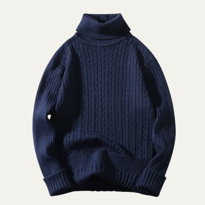 Men's Cable Knit Turtleneck Sweater Warm