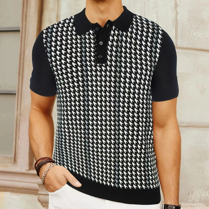 Amarone Men's Knit Polo Contrast Pattern Shirt