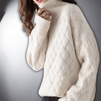 Women's Diamond Weave Turtleneck Sweater