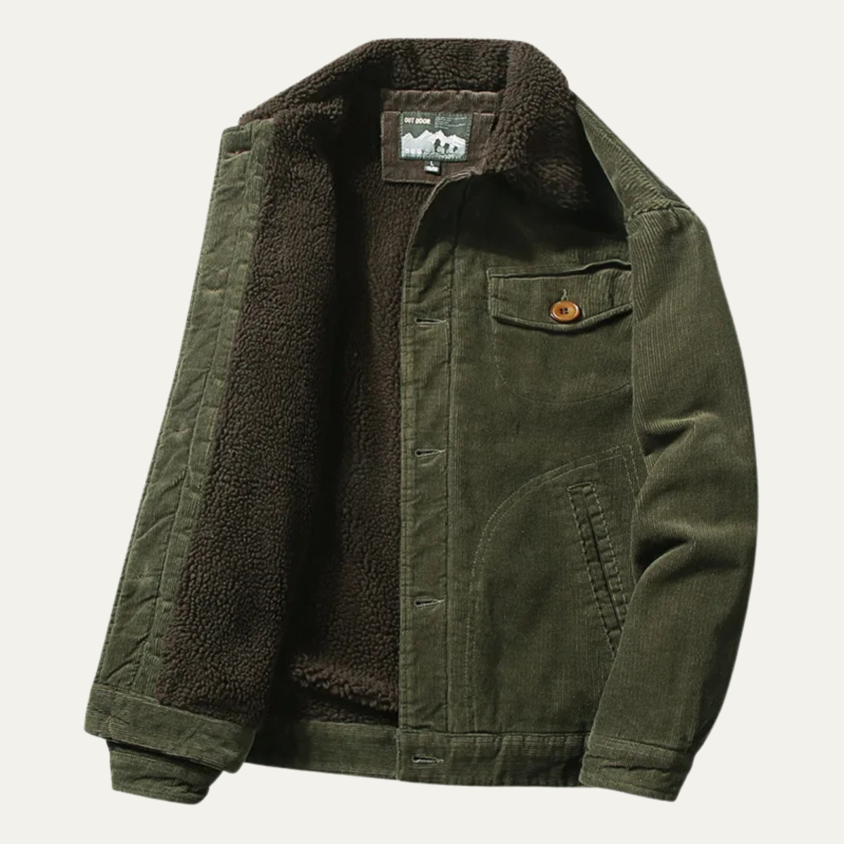 Men's Corduroy Jacket Turn Down Collar Brown