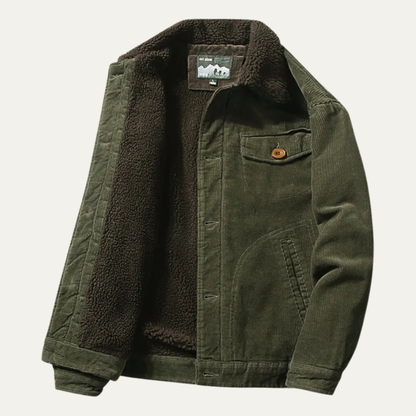 Men's Corduroy Jacket Turn Down Collar Brown