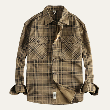 Men's Cotton Shirt Jacket Lightweight Checkered - Vonnera