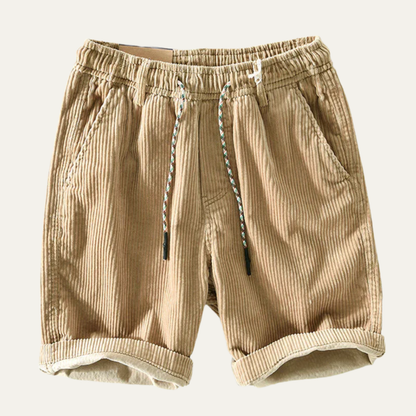 Men's Corduroy Shorts Comfortable Drawstring Beige