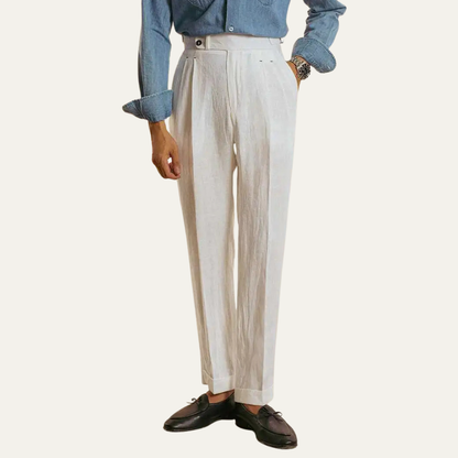 Men's Linen High Waist Dress Pants Vintage Style