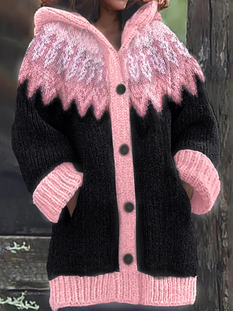 Women's Hooded Cardigan Button Front Knit