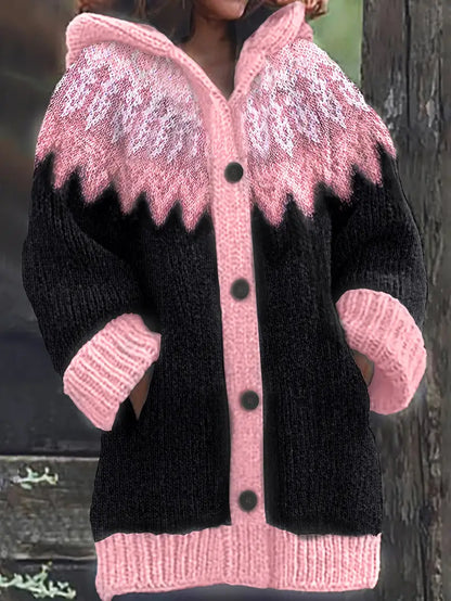 Women's Hooded Cardigan Button Front Knit