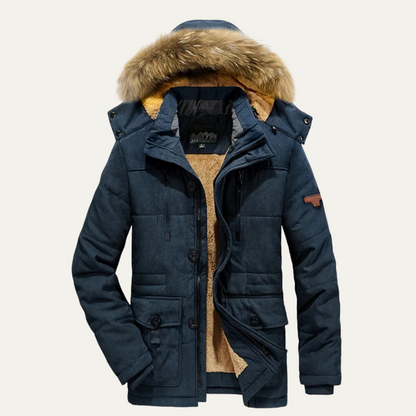 Men's Warm Winter Parka Jacket Fleece Lining