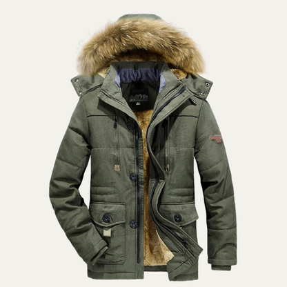 Men's Warm Winter Parka Jacket Fleece Lining