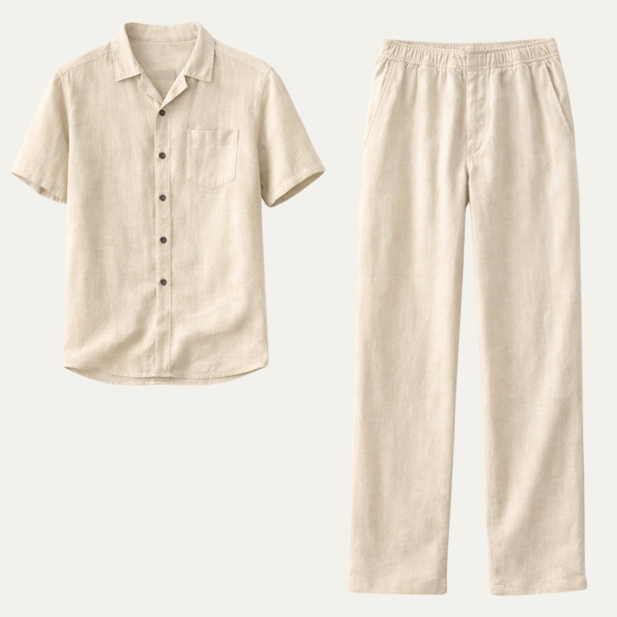 Men's Linen Beach Shirt And Pants Set - Vonnera