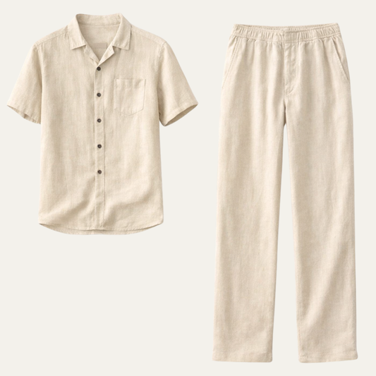 Men's Linen Beach Shirt And Pants Set - Vonnera