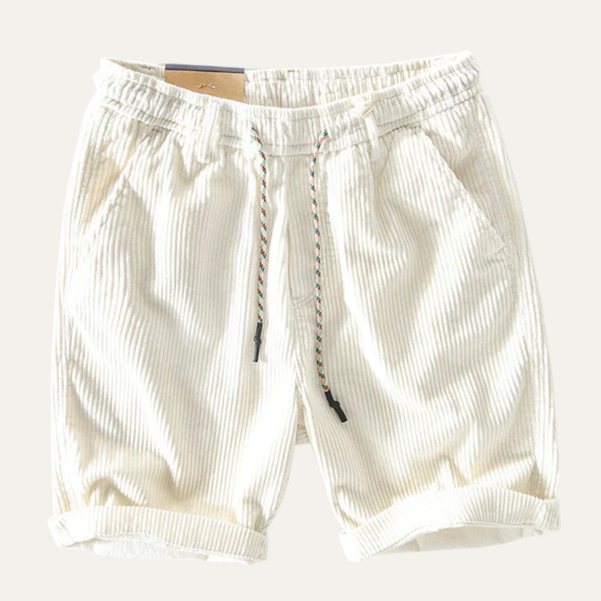 Men's Corduroy Shorts Comfortable Drawstring Beige