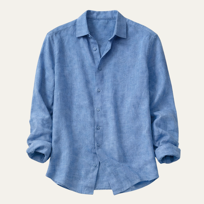 Alderhill Men's Linen Cotton Shirt Turn Down Collar Breathable - Vonnera
