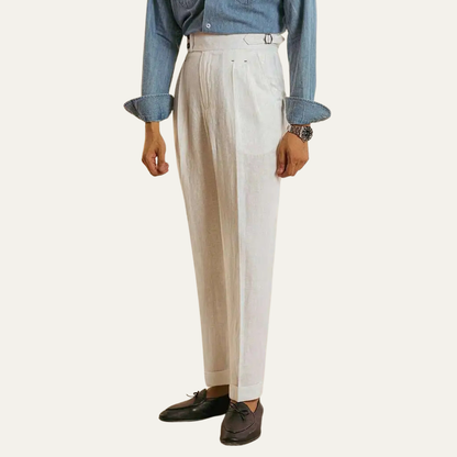 Men's Linen High Waist Dress Pants Vintage Style