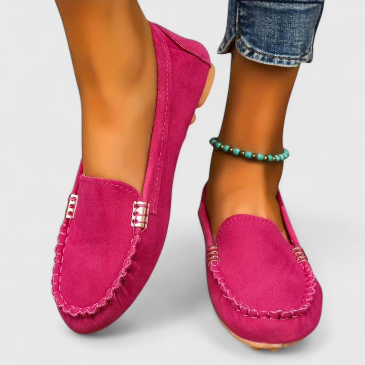 Women's Suede Slip-On Loafers Flat Moccasin Shoes - Vonnera