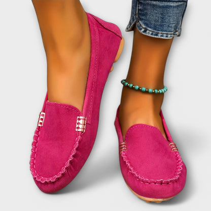 Women's Slip-On Loafers Stitched Leather