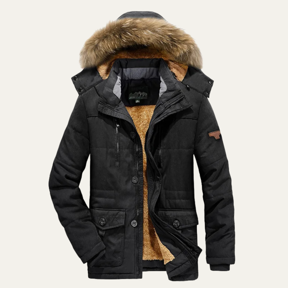 Men's Warm Winter Parka Jacket Fleece Lining