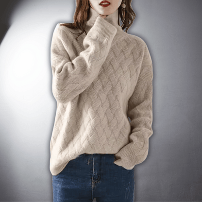Women's Diamond Weave Turtleneck Sweater
