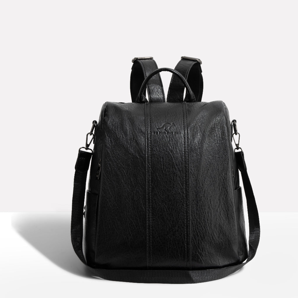 Women's Leather Convertible Backpack Hidden Pockets - Vonnera