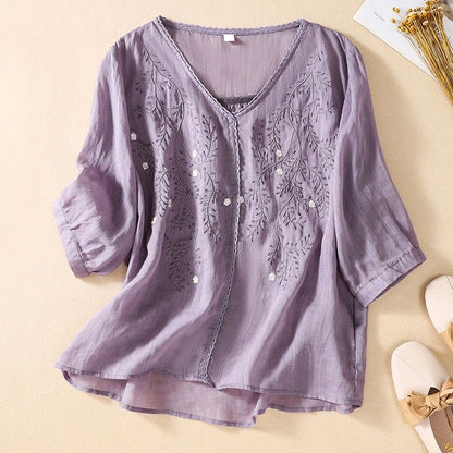 Celina Cotton-Linen Blouse
