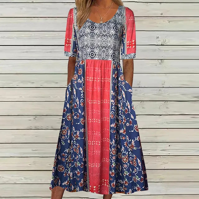 Women's High-Waist Dress with Side Pockets