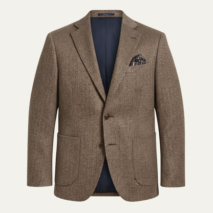 Men's Wool Tweed Blazer Jacket Herringbone Pattern