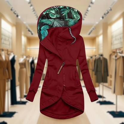 Women's Waterproof Hooded Rain Jacket Lightweight Asymmetric Zip Black