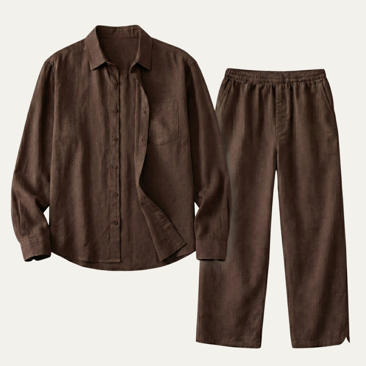 Men's Linen Shirt And Pants Set Oversized