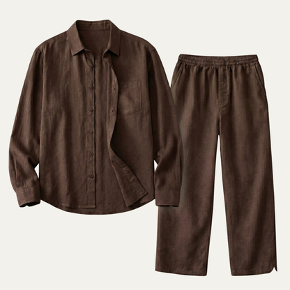 Men's Linen Shirt And Pants Set Oversized