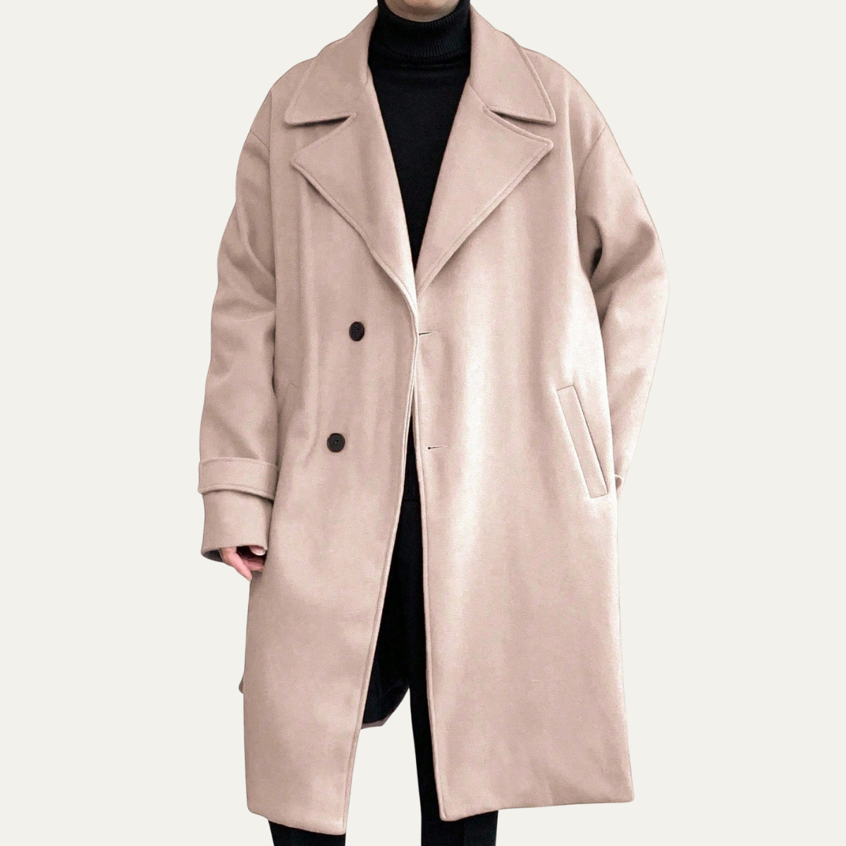 Men's Wool Wrap Coat Camel Color With Belt