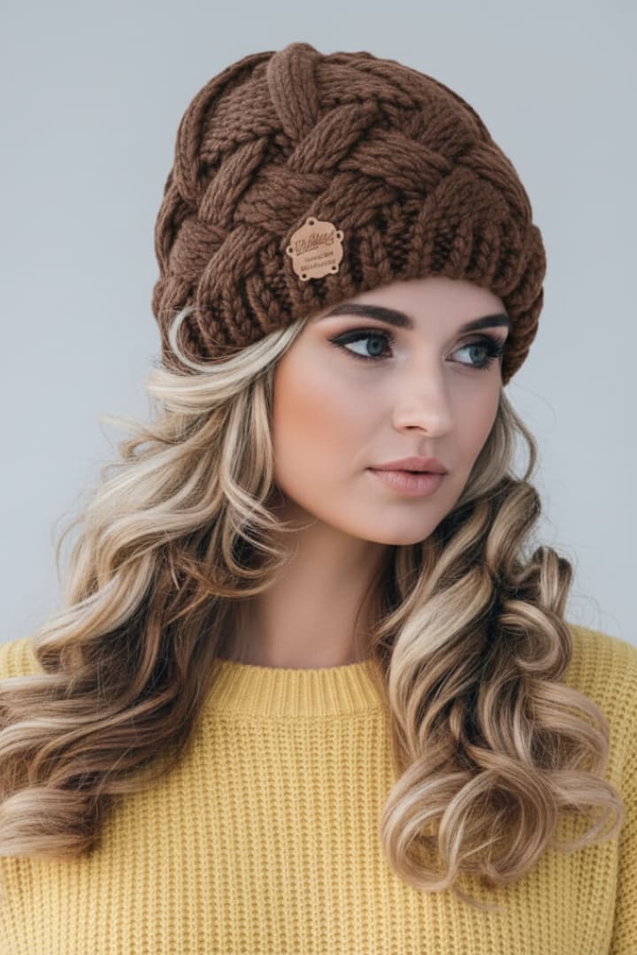 Women's Knit Beanie Thick Weave Folded Brim