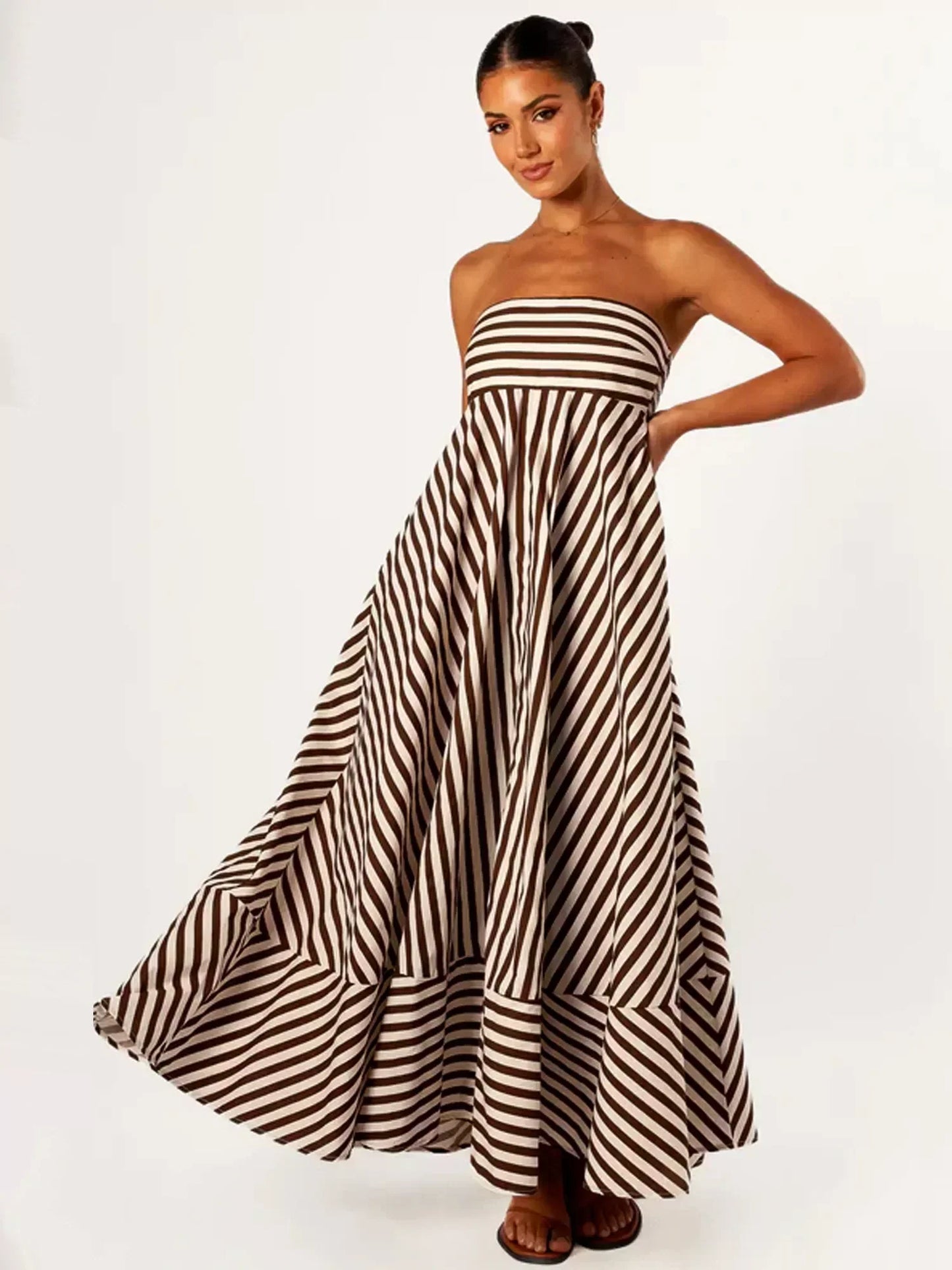 Women's Strapless Maxi Dress Elegant Floor Length