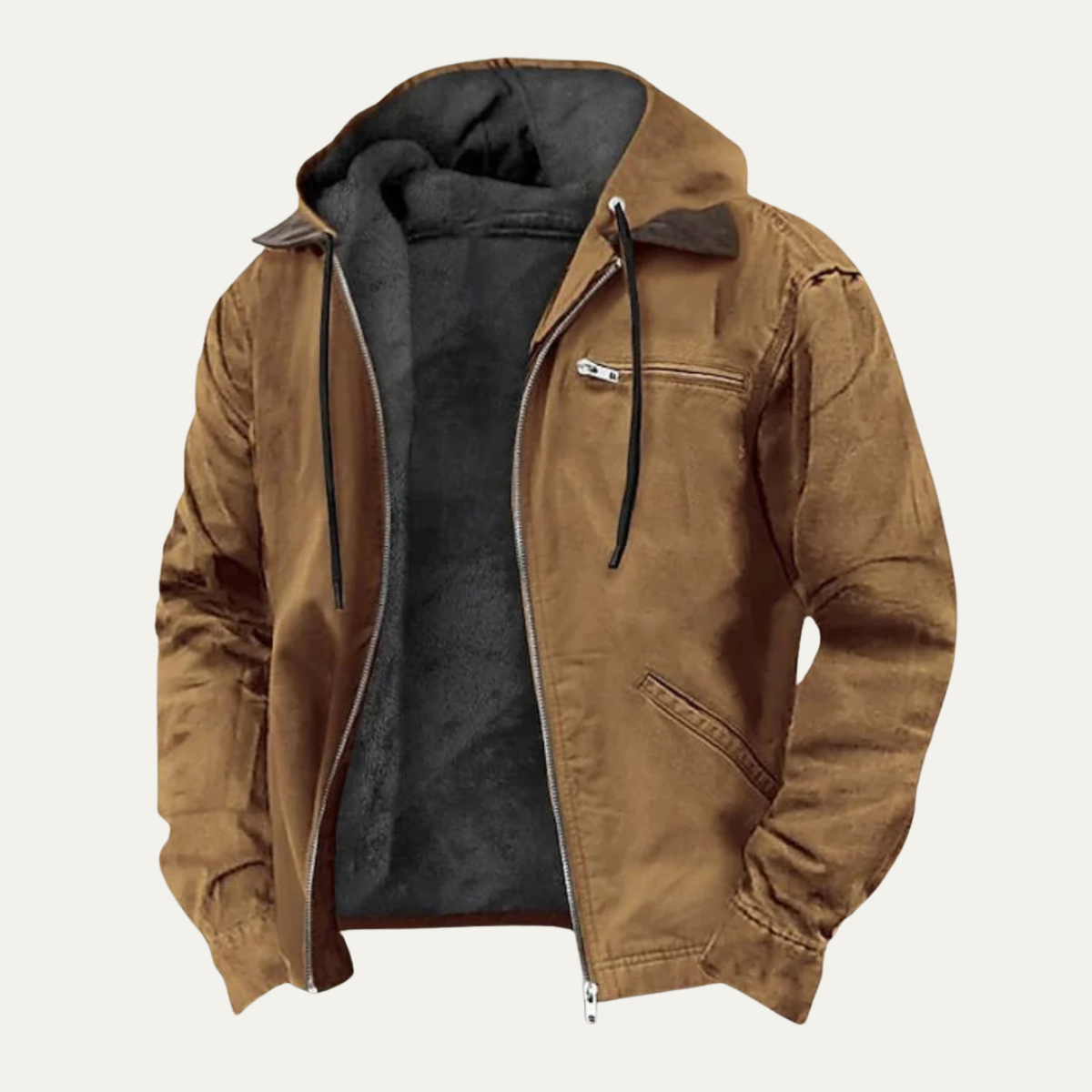 Men's Fleece Lined Hooded Jacket Warm Winter