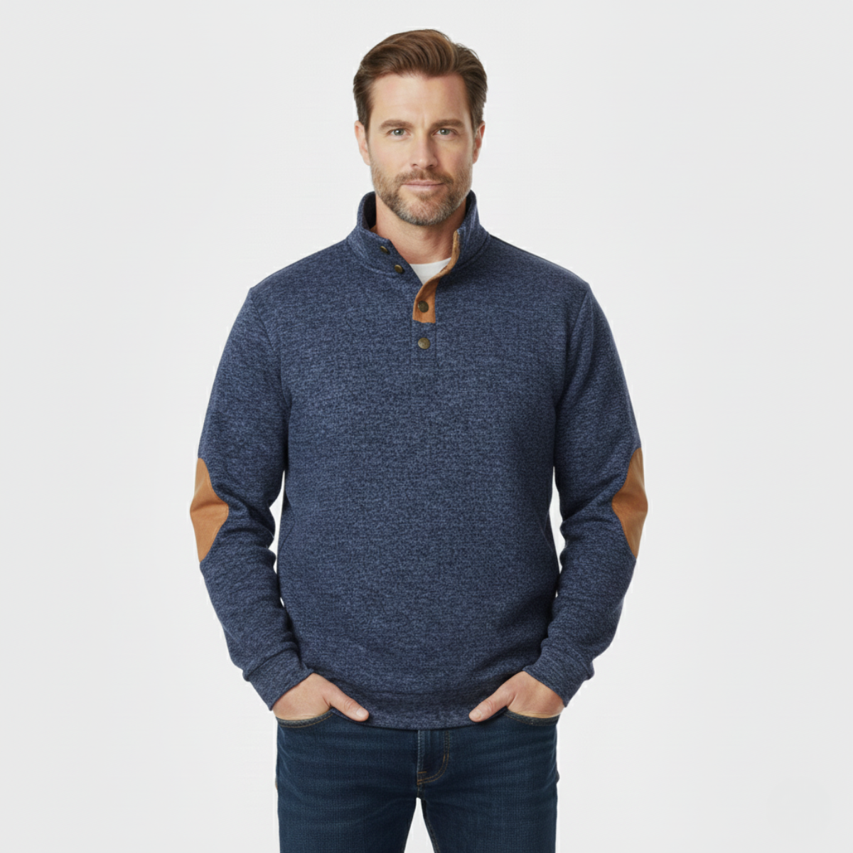 Men's Knitted Sweater Elbow Patches Heritage Style