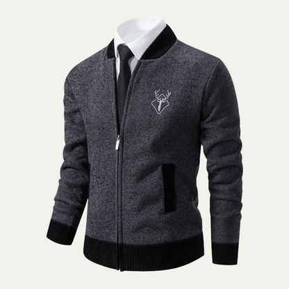 Men's Embroidered Knit Zip Sweater