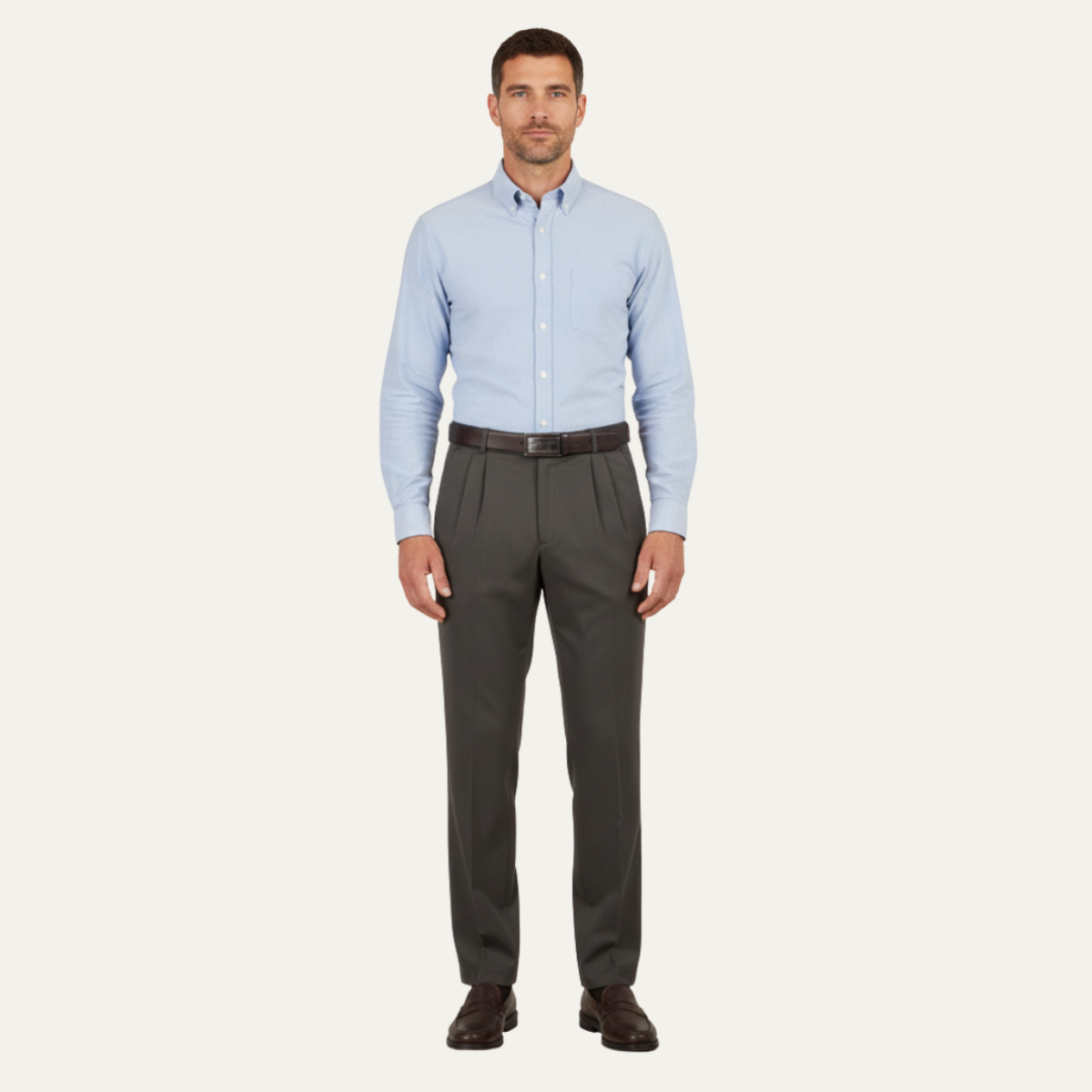 Montfield Men's Straight Leg Pants Double Pleated High Waist