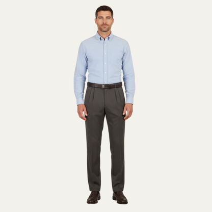 Montfield Men's Straight Leg Pants Double Pleated High Waist