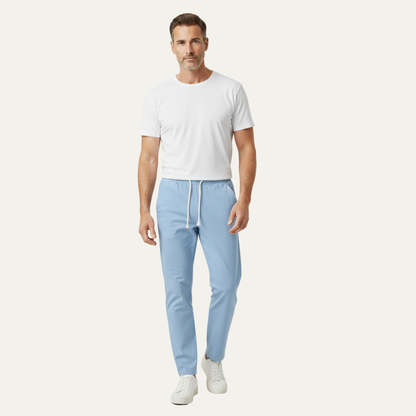 Men's Linen Blend Drawstring Pants Lightweight Beige