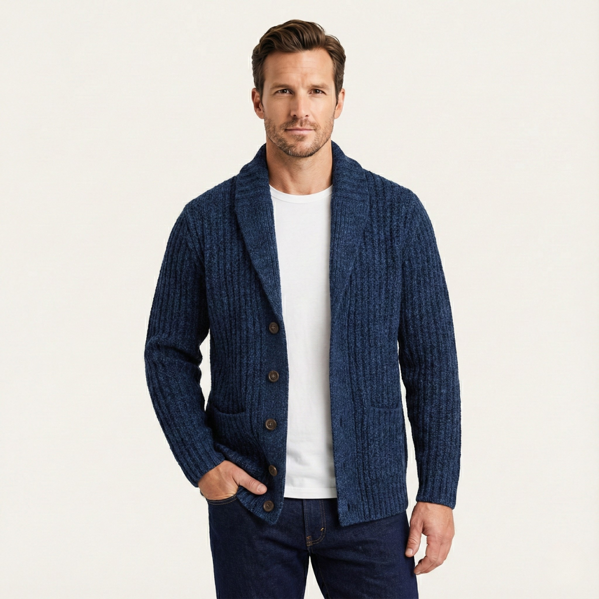 Montpellier Men's Knit Cardigan Shawl Collar Thick