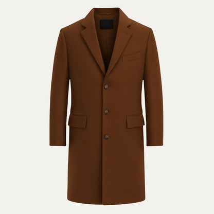 Men's Wool Blend Overcoat Single Breasted Navy