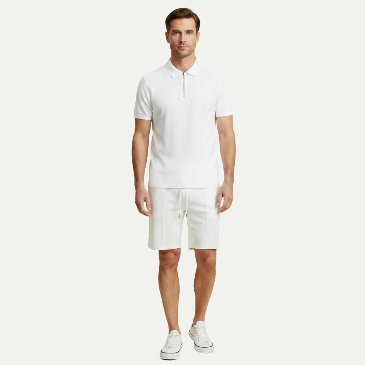 Men's Casual Summer Shirt And Shorts Set Solid Color