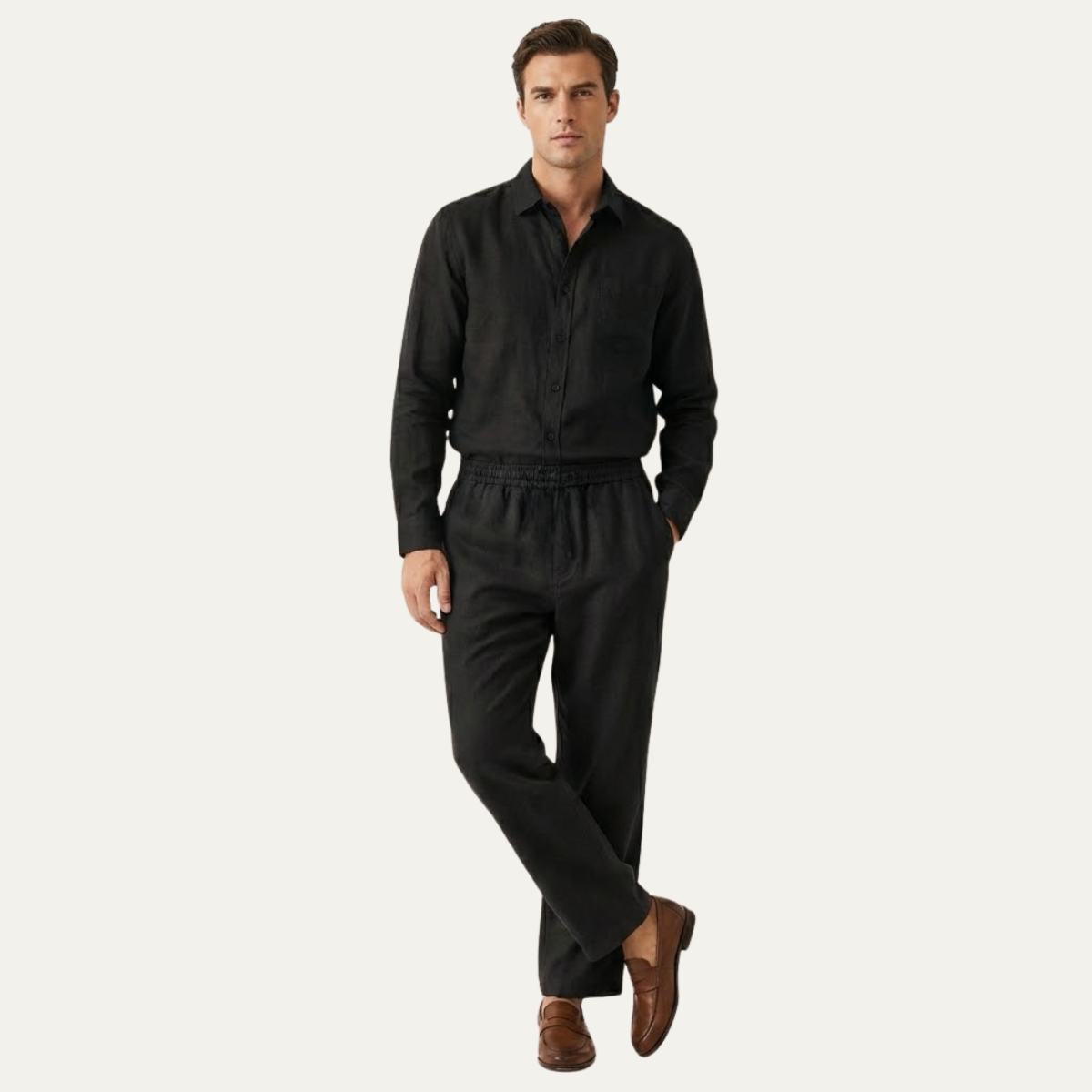 Men's Linen Shirt And Pants Set Oversized