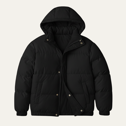 Men's Quilted Puffer Jacket Warm Hooded Winter Coat