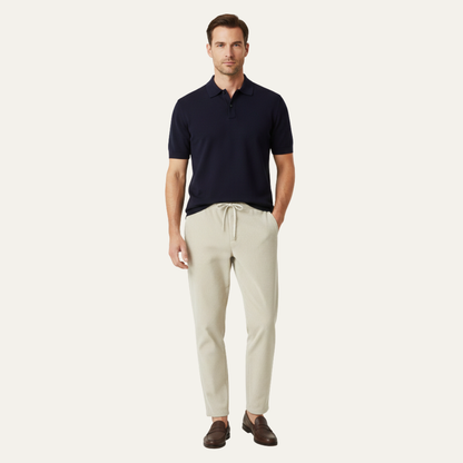 Men's Slim Fit Casual Pants Lightweight Ribbed Beige